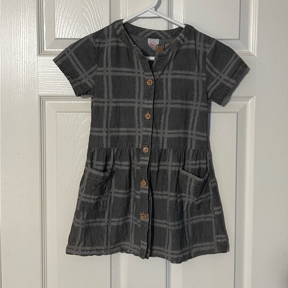 Stylish Gray‎ Plaid Kids Dress
